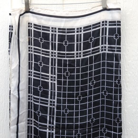 Oversized Scarf 100% Silk Wrap Shawl Designer Style Black Nautical Gift 70x35 - Picture 2 of 10